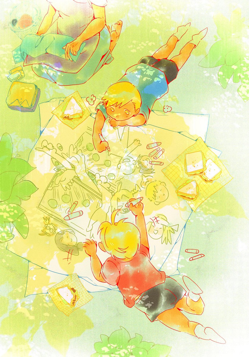 silentforest17's tweet photo. “Midday Dreams of the Childhood Memory.”
‘Những giấc mơ trưa của miền kí ức tuổi thơ.’

It's been a long time since I drew fanart for FMA..
Taking the opportunity to be invited to participate in the fan-zine project from @cowania_ , I just wanna draw this scene 🥹 https://t.co/IBwFhHDG7C