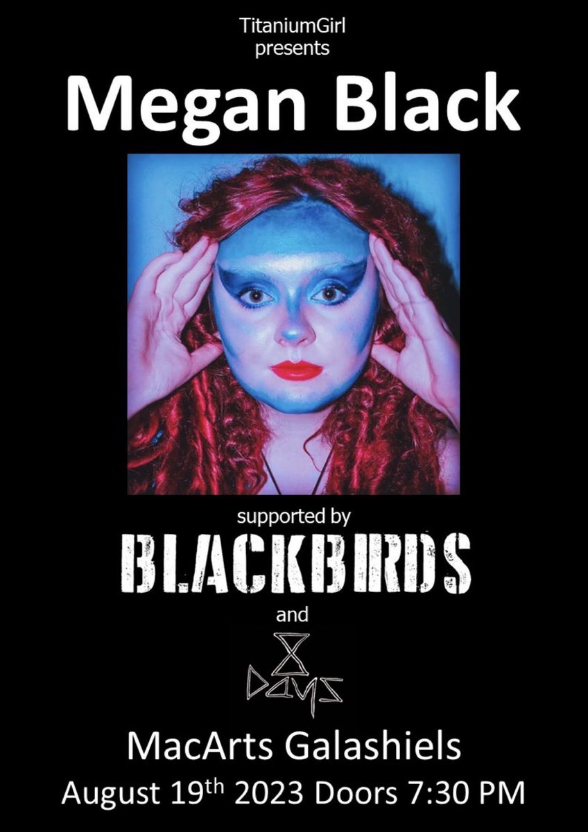 TitaniumGirl ♿️ 🦁🦁🦁 (@titaniumgirl8) on Twitter photo 🔈🔈 This is your promoter calling! <a href="/meganblackmusic/">Megan Black</a>, <a href="/Blackbirds_band/">BLACKBIRDS</a> and 8 Days perform at <a href="/macartscentre/">Mac Arts</a> in 6 week so it’s probably a good idea to get your tickets sooner rather than later.
ticketsource.co.uk/macarts/megan-… 🔈🔈 This is your promoter calling! <a href="/meganblackmusic/">Megan Black</a>, <a href="/Blackbirds_band/">BLACKBIRDS</a> and 8 Days perform at <a href="/macartscentre/">Mac Arts</a> in 6 week so it’s probably a good idea to get your tickets sooner rather than later.
ticketsource.co.uk/macarts/megan-…