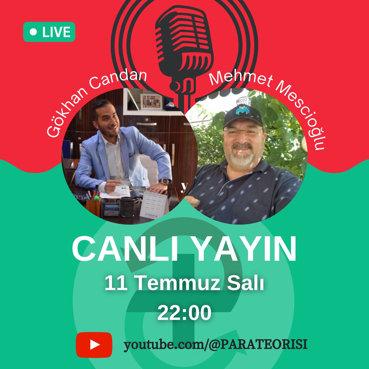 AykutKorkutataa's tweet photo. ALARMLARI KURUN! ⏰
BU SALI KONUĞUMUZ @mehmetmesci ✈️

12 Temmuz 22:00'da Para Teorisi TV'deyiz!
Konularımızdan birisi Değer Yatırımcılığı olacak.

Yayının gerçekleşeceği YouTube kanalı➡️ https://t.co/48VfFsJZev https://t.co/XMgq8K2fO0