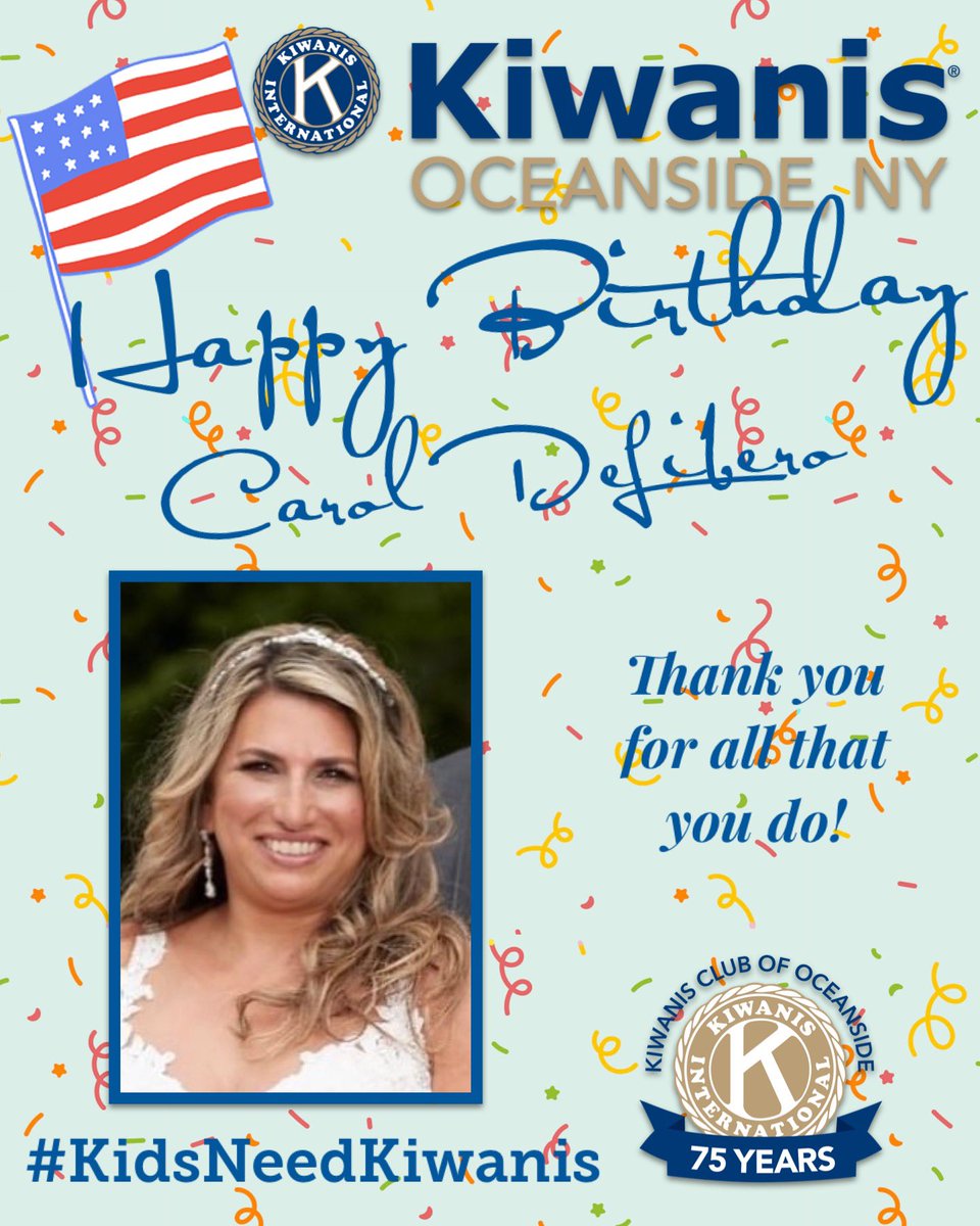 Happy birthday to Oceanside Kiwanis Member Carol DeLibero! Thank you for all that you do!

#KidsNeedKiwanis #KiwanisCares #Oceanside #OceansideNY