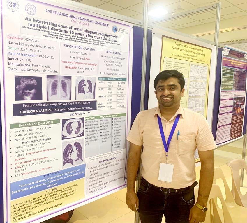 PhaneeshBBS's tweet image. Poster presentation - An interesting case of transplant recipient with 4 infections 10 years after transplant!