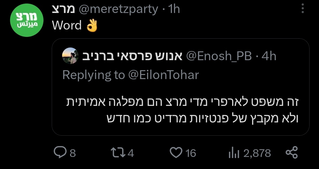 shmutznikim's tweet photo. מרצ 🤝🏻 #פידשמוצ https://t.co/RYeEQe2WbD
