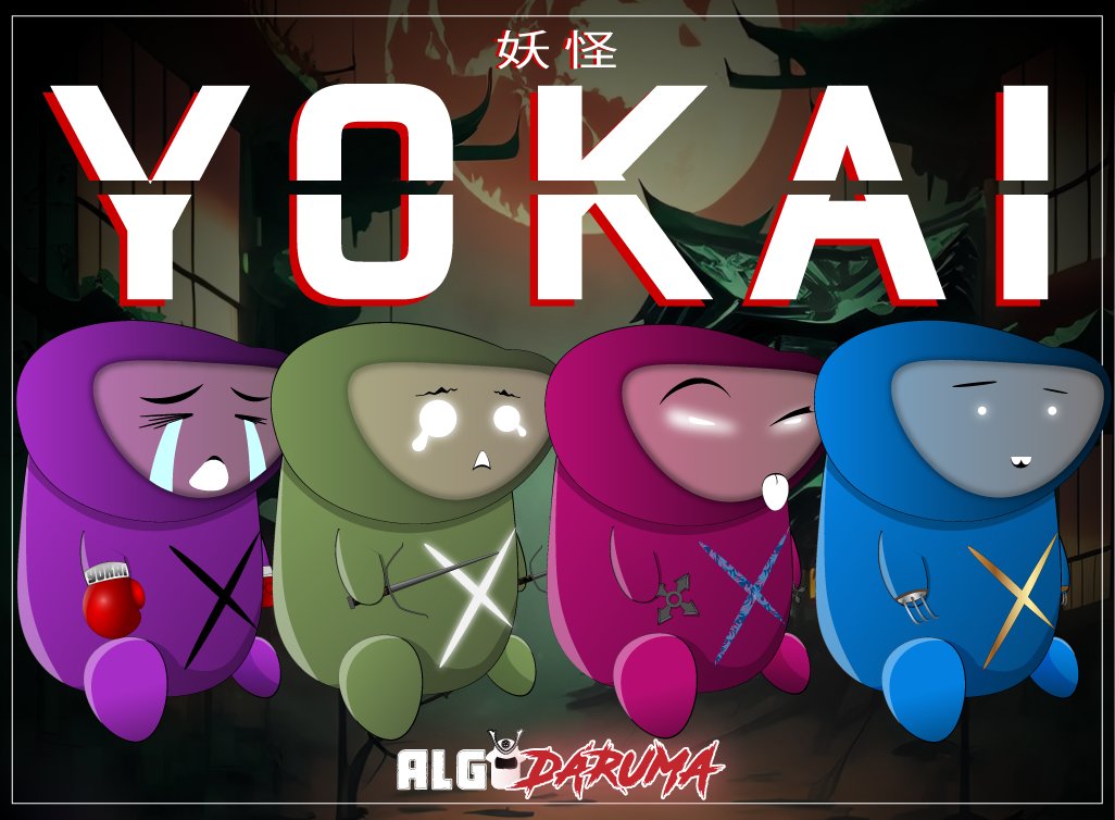 AlgoDaruma's tweet photo. Good morning 👺! 

Don't let these basic Yokai fool you! They might look cute but they are some PUNKS. This is just an APPETIZER of our base colors, facial expressions, and weapons. https://t.co/1ENT35ipEO