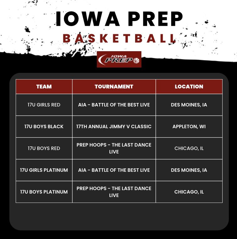 TNT5Basketball's tweet photo. It’s a great weekend for basketball 🏀🟥⬛️

We have many of our Iowa Prep teams out competing this weekend. Good luck to all of our athletes!

#processdriven https://t.co/b0evdV8wip