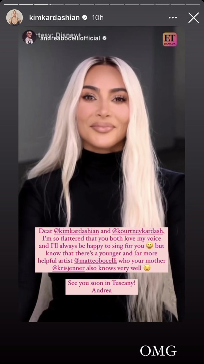 gibsonoma's tweet photo. Not Andrea Bocelli weighing in on Kim vs. Kourtney omg 💀 #TheKardashians https://t.co/wObjZgimCf