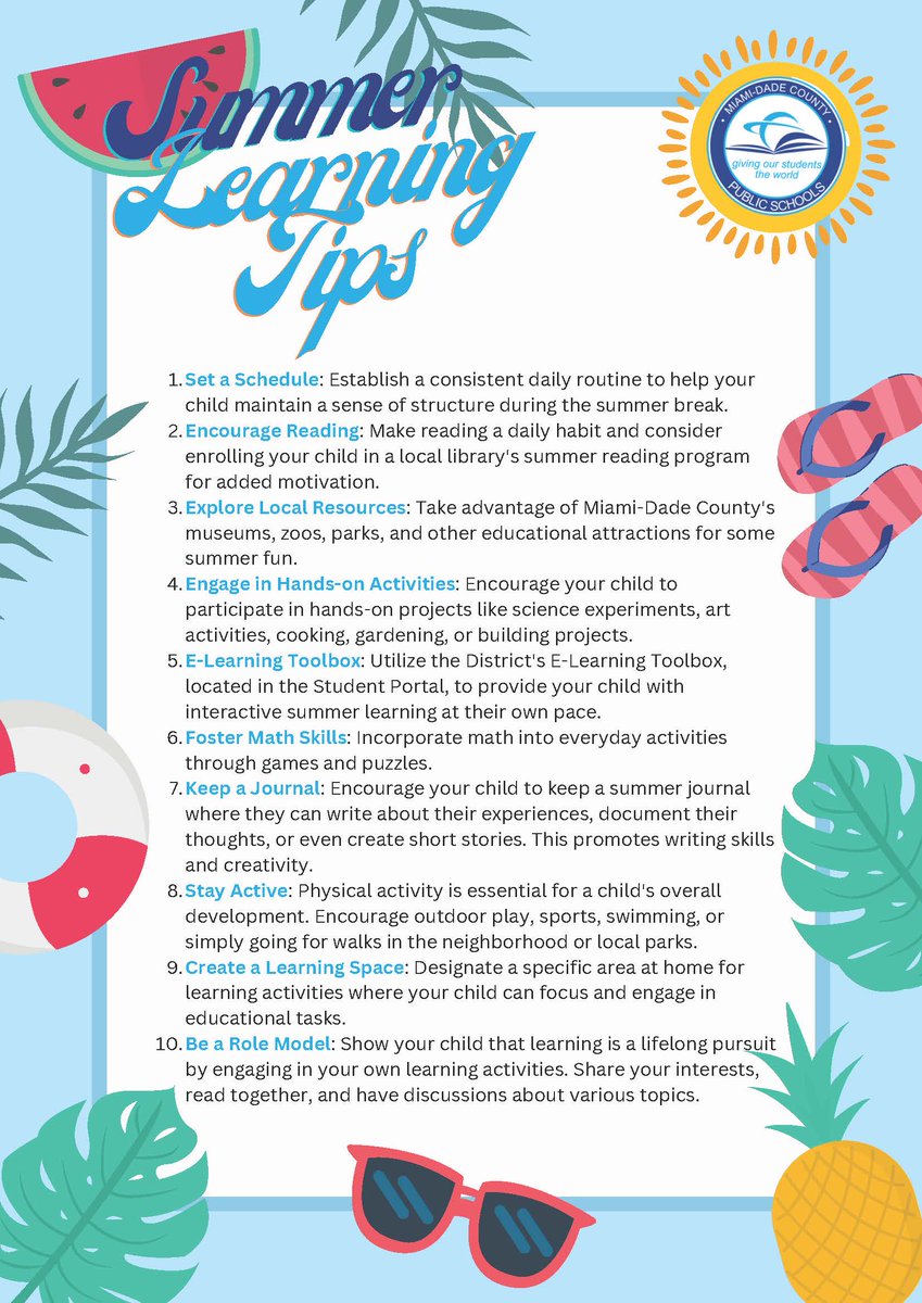 Jose L. Dotres, Ed.D. (@suptdotres) on Twitter photo .<a href="/MDCPS/">Miami-Dade Schools</a>’ Summer Learning Tips encourage families to be engaged, active, and creative. Let’s help our children learn during the summer break. #MDCPSReady #YourBestChoiceMDCPS .<a href="/MDCPS/">Miami-Dade Schools</a>’ Summer Learning Tips encourage families to be engaged, active, and creative. Let’s help our children learn during the summer break. #MDCPSReady #YourBestChoiceMDCPS
