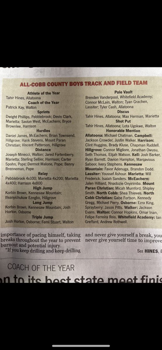 So blessed to have gotten chosen for All-Cobb County Boys in hurdles #trackandfield #athlete