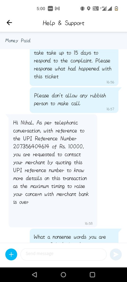 nihalgupta012's tweet photo. @Paytm @Paytm @Paytmcare @vijayshekhar 

It is proved that you cannot do any legal action for refunding my money .and bow some of your agents closed my case forcefully

So paytm you had eaten my 10000
Finally 
All details are attached https://t.co/QJPjGNIV5F