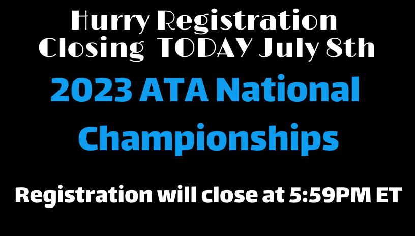 OfficialATA1916's tweet photo. Hurry Registration Closing  - ATA 105th National Championships - https://t.co/MuXxlCvnT9 https://t.co/YID5bqZGTq