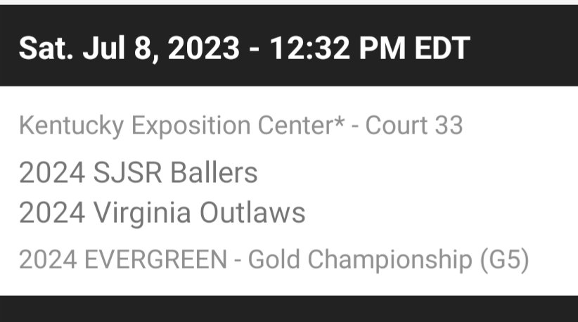 Coach Ed Robtison (@outlaws2023gbb) on Twitter photo <a href="/TFNsRun4Roses/">TFN's Run 4 Roses</a> Must SEE game today on Court 33 ! Both teams 3-0 🔥
<a href="/AlyssaErvin6/">Alyssa Ervin</a> <a href="/DeeDee5x_/">DeeDee Giggetts</a> <a href="/jlawson2024/">Jaden Lawson</a> <a href="/taylester21/">Taylor Lester</a> <a href="/azzyhammons/">azzy hammons</a> <a href="/AveryTanis2025/">Avery Tanis</a> <a href="/emilyevans0323/">emily evans</a> <a href="/emmecuster/">Emme Custer</a> <a href="/bailey_rider15/">bailey</a> <a href="/aniyah_fox/">Aniyah Fox</a>
<a href="/PGHVirginia/">Prep Girls Hoops Virginia</a> @SWVAGirlsHoops <a href="/MMBR_CoachGBell/">Major Movez Basketball Review #MMBR</a> <a href="/PrepGirlsHoops/">Prep Girls Hoops 🏀</a> <a href="/TFNsRun4Roses/">TFN's Run 4 Roses</a> Must SEE game today on Court 33 ! Both teams 3-0 🔥
<a href="/AlyssaErvin6/">Alyssa Ervin</a> <a href="/DeeDee5x_/">DeeDee Giggetts</a> <a href="/jlawson2024/">Jaden Lawson</a> <a href="/taylester21/">Taylor Lester</a> <a href="/azzyhammons/">azzy hammons</a> <a href="/AveryTanis2025/">Avery Tanis</a> <a href="/emilyevans0323/">emily evans</a> <a href="/emmecuster/">Emme Custer</a> <a href="/bailey_rider15/">bailey</a> <a href="/aniyah_fox/">Aniyah Fox</a>
<a href="/PGHVirginia/">Prep Girls Hoops Virginia</a> @SWVAGirlsHoops <a href="/MMBR_CoachGBell/">Major Movez Basketball Review #MMBR</a> <a href="/PrepGirlsHoops/">Prep Girls Hoops 🏀</a>