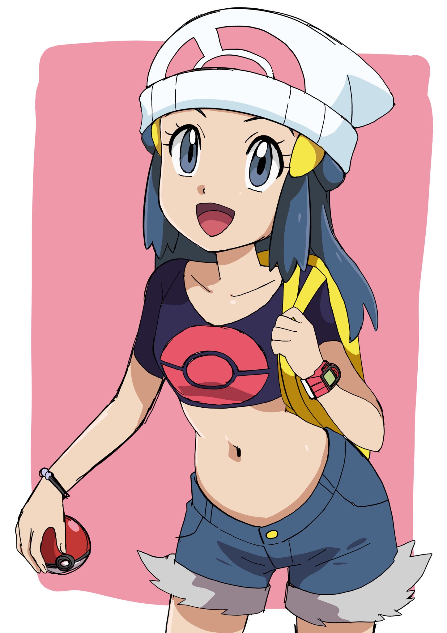 79x (ox79xo), dawn (pokemon), creatures (company), game freak, nintendo,  pokemon, pokemon (game), pokemon dppt, pokemon platinum, commentary  request, highres, 1girl, arms up, hat, heart, heart arms, jacket, oversized  clothes, smile, solo, winter