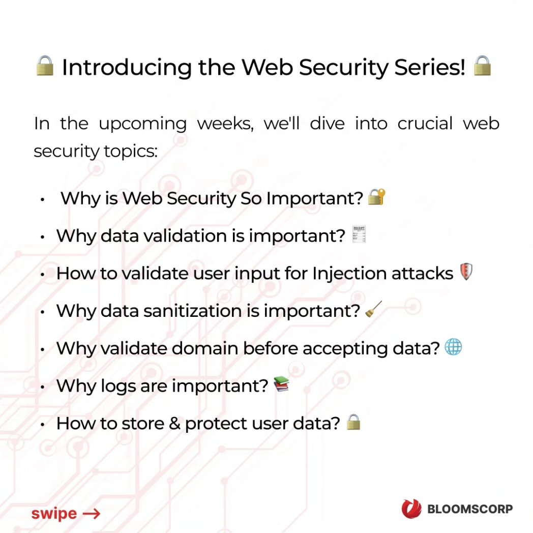 bloomscorp's tweet photo. 🌐 Web Security: Safeguarding the Digital Frontier 🌐

Level up your web security game! 🚀💻💪 Join us on a thrilling journey through the Web Security Series, where we'll unravel the secrets to safeguarding your digital presence.🔒

#WebSecurity #LevelUpYourSecurity #webdev https://t.co/2AKSDKnIvK