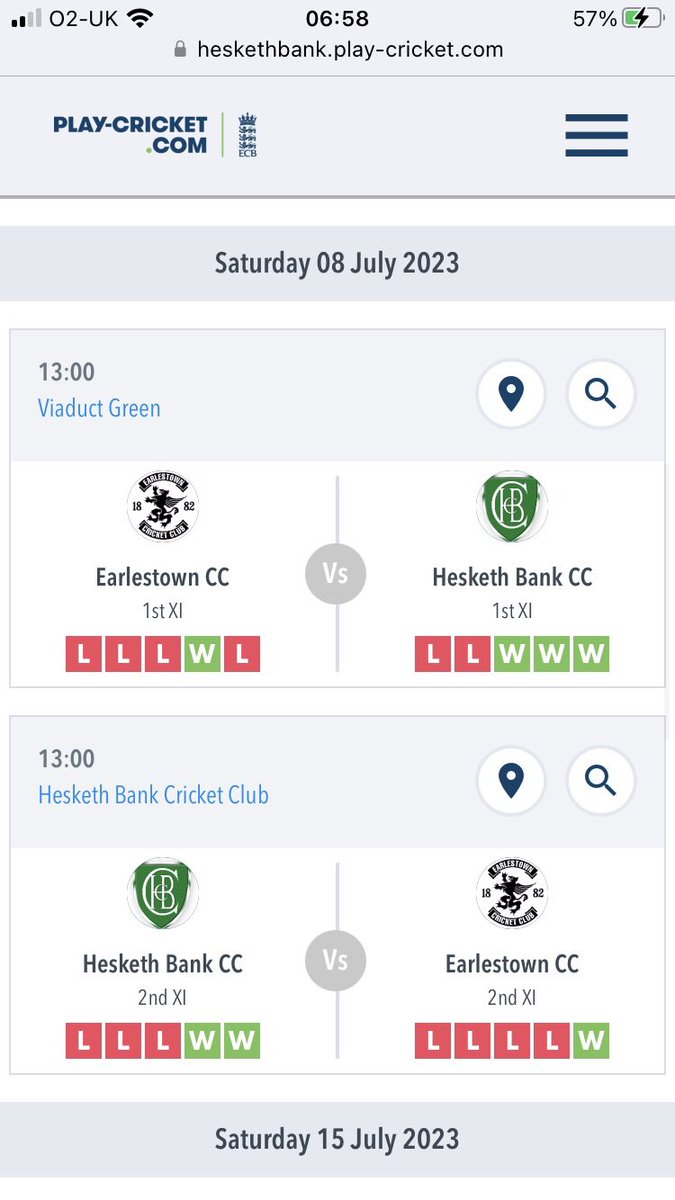 HeskethBankCC's tweet photo. Todays fixture sees both teams play Earlestown. 1st team away and the 2nds at home. https://t.co/blIWujh15g
