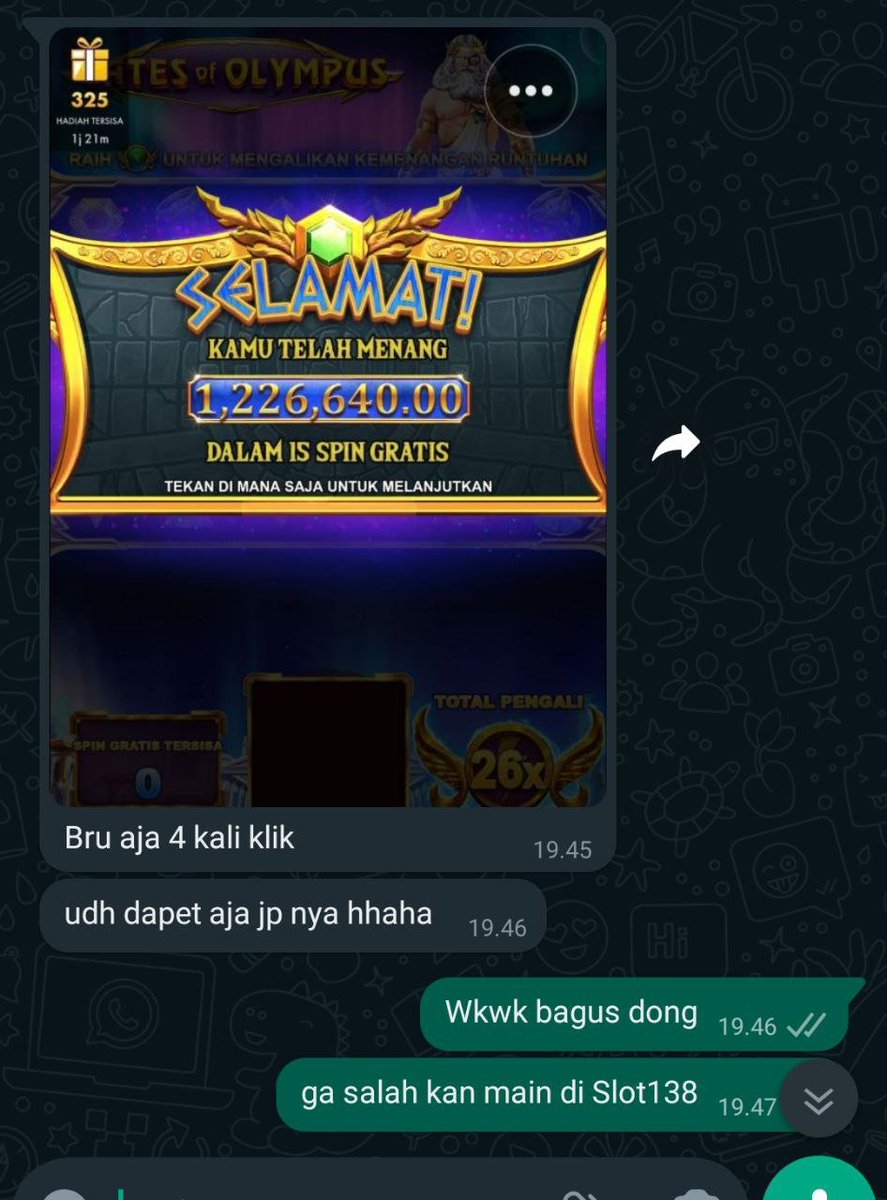 Slot138_sus01's tweet photo. WD BERAPAPUN PASTI DIBAYAR #SLOT138

BERIKUT POLANYA :
8 JULI 2023
18.00- 21.45
22.00-23.55

GATES of OLYMPUS : 97%
MANUAL 5x ❌✅❌
AUTO 20x ✅❌✅
AUTO 10x ❌✅❌
MANUAL 3x ✅❌✅
BUY FITUR ❌❌✅

LINK : https://t.co/jnHVP65pfR
Indira 27 M Hujan Kelas 7 #ไบร์ทวิน https://t.co/8pEvPCn8uI