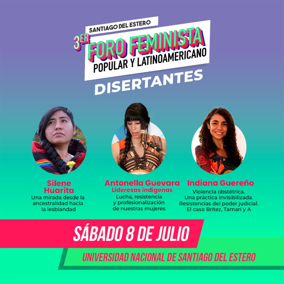 Hoy nuestra compañera <a href="/Yanakai/">Silene S. Huarita</a> Silene Huarita está en Santiago del Estero para el 3er Foro Feminista popular latinoamericano.