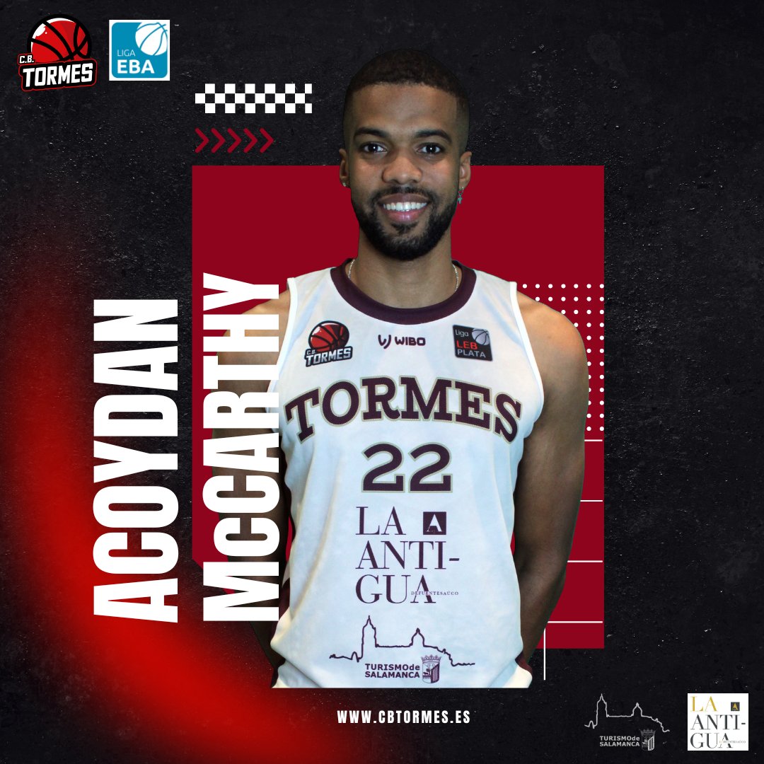 🚨 Mercado #LigaEBA: El exterior canario Acoydan McCarthy (@acomccarthy), primer puntal del nuevo proyecto del @CBTormes 

▶️ Internacional en categorías inferiores con España, disputará su tercer año consecutivo en Würzburg

📝 Más información ⬇️
feb.es/2023/7/8/balon…