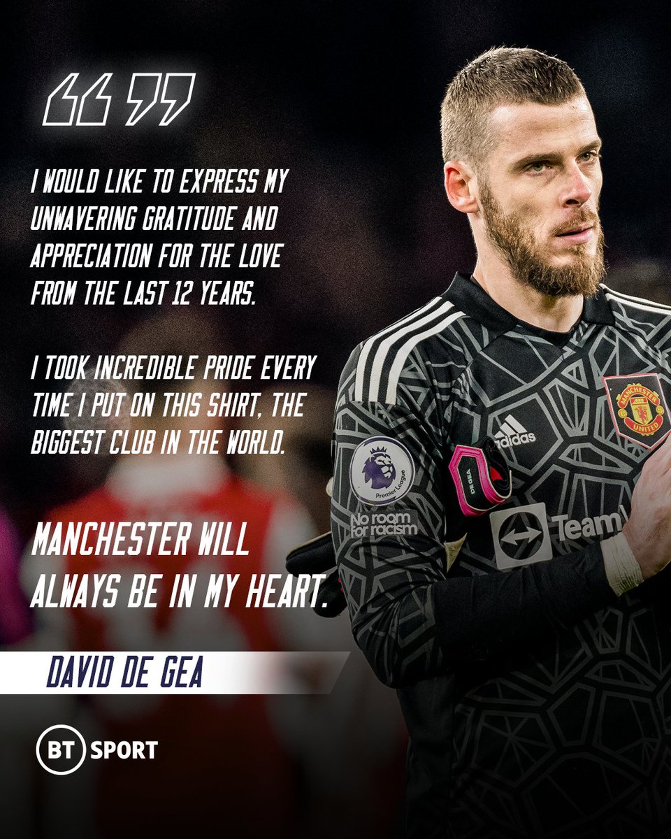 footballontnt's tweet photo. David de Gea speaks from the heart after 12 years as a Red ❤️ https://t.co/rTT7osh4Fy
