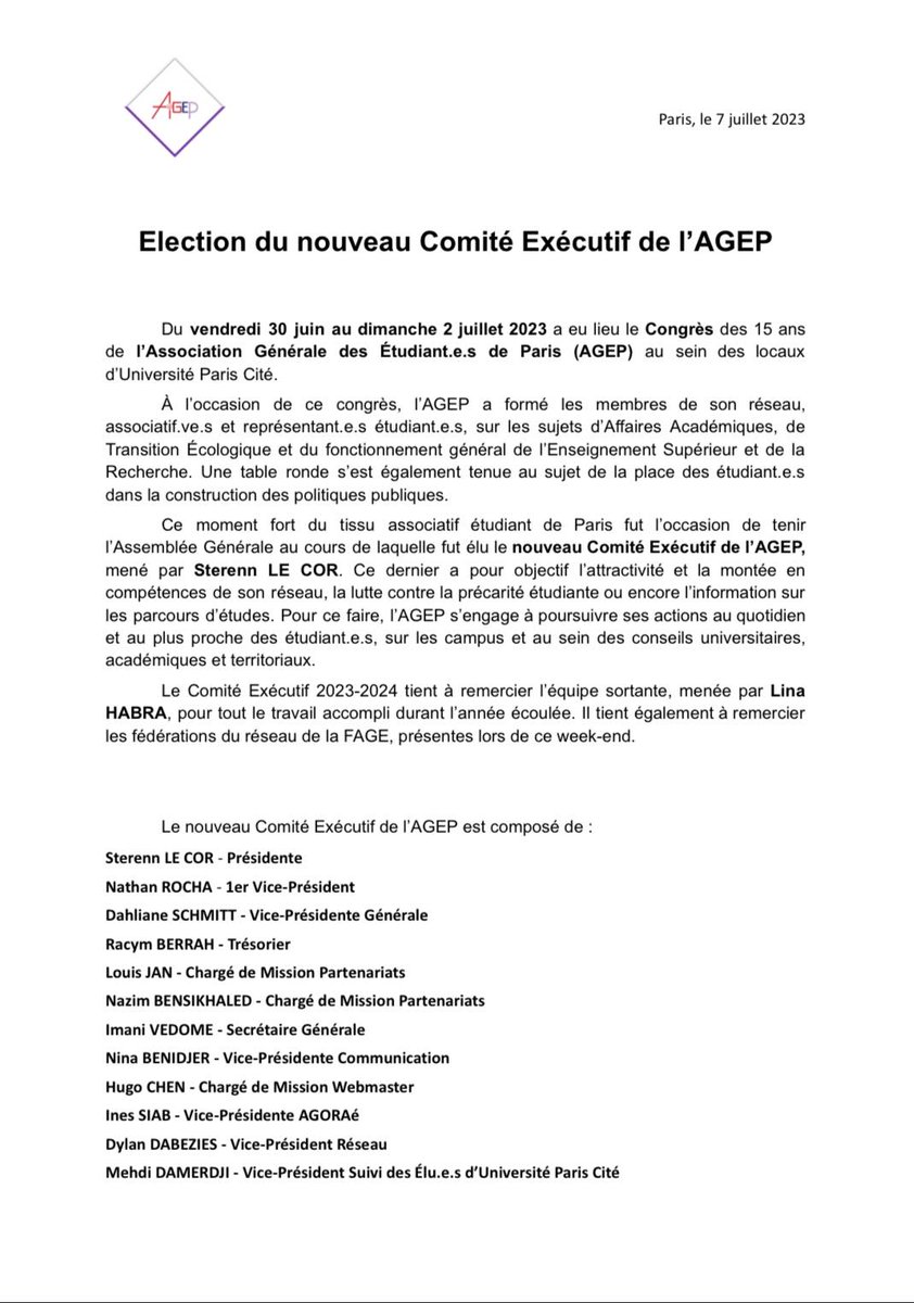 AGEP: Association Générale des ÉtudiantEs de Paris tweet media