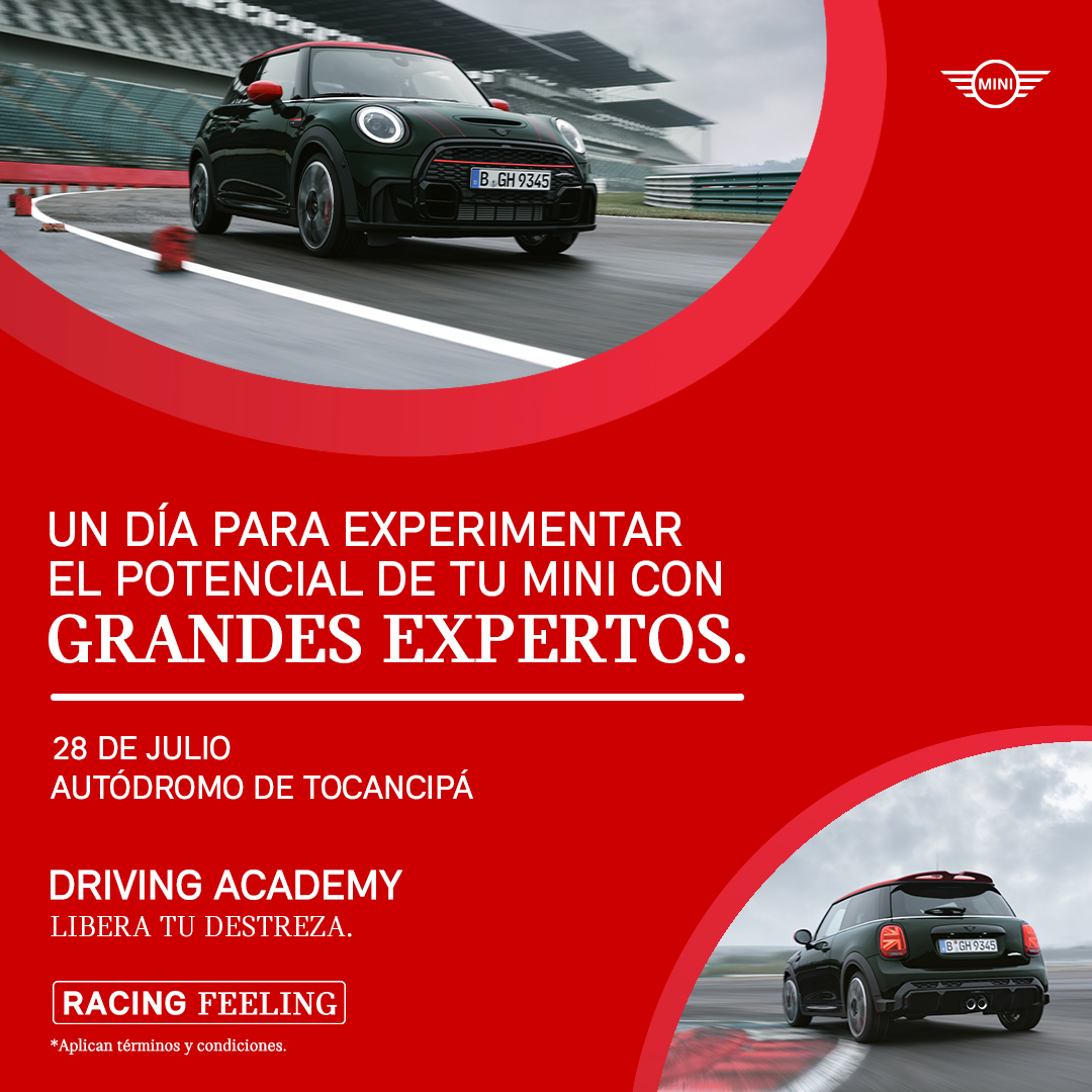 MINIColombia_'s tweet image. ¡Vive todas las emociones posibles en un día! Ven con tu MINI a nuestro Driving Academy este 28 de julio en el Autódromo de Tocancipá y libera toda tu destreza. 

Incríbete aquí: autogermana.com.co/boleteria-even…

#MINIRacingFeeling #MINIColombia #MINILatam