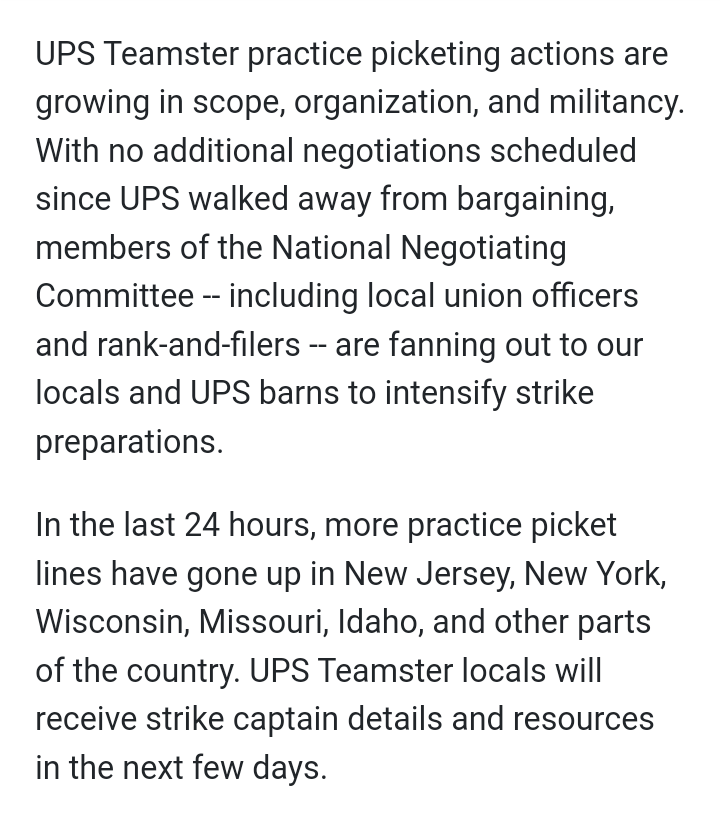 BrJoeBalkis's tweet photo. 7/6/23 #upsNegotiationsUpdate
#Practice Pickets Advance!
#Teamsters Intensify #Strike Prep!
But #TeamstersMembers need to #organize the #pickets independently &amp; encourage a #VoteNo on the #contract that @ best will fall short, so we dont get sold out.
https://t.co/hDXXkTlagQ https://t.co/t9CiMkFPKE