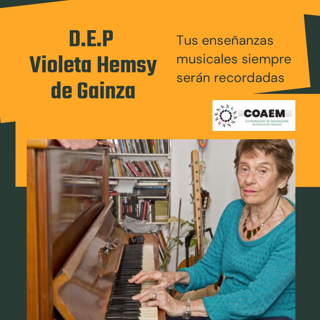 coaemcoaem's tweet photo. Descanse en Paz
Violeta Hemsy de Gainza (1929-2023)

Vasto es el legado que nos deja esta gran educadora y formadora. Gran bibliografía con la que recordarla. 

Sin duda, echaremos de menos su sabiduría. https://t.co/PYnRKkQeQE
