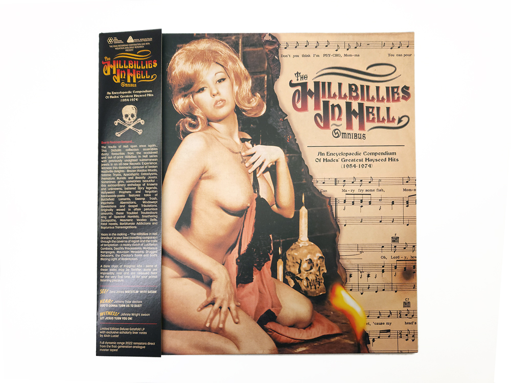 PenneyDesign's tweet photo. My LP artwork for Hillbillies In Hell - The Omnibus. Limited gatefold fire red vinyl LP with obi-strip. #hillbilliesinhell #lightintheatticrecords https://t.co/5TpgyfAI7R https://t.co/xY3WPxRS7T
