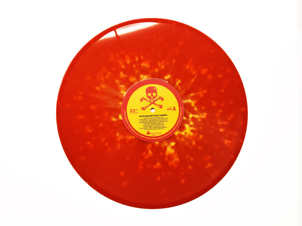 PenneyDesign's tweet photo. My LP artwork for Hillbillies In Hell - The Omnibus. Limited gatefold fire red vinyl LP with obi-strip. #hillbilliesinhell #lightintheatticrecords https://t.co/5TpgyfAI7R https://t.co/xY3WPxRS7T