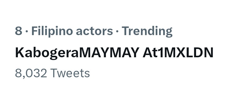 TeamMMEntrata's tweet photo. Both tags are trending nationwide.

@KapamilyaTFC @myxglobal @OneMusicPH @gerromeesguerra @StarPopPH @roxsantos

1MX LONDON WITH MAYMAY
KabogeraMAYMAY At1MXLDN 
#MaymayEntrata @maymayentrata07 https://t.co/cQdF3AaoSn