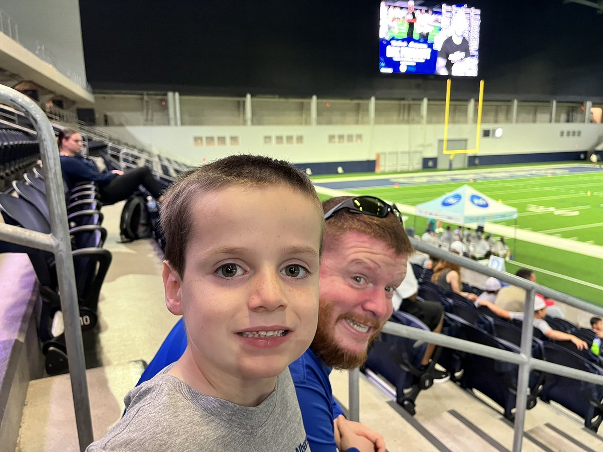 So cool!Ezra got a scholarship to attend the Dak Prescott ProCamp today!!  Still so surreal our boy gets to be on a football field.  This sweet boy who I literally watched fight to live, is now living a dream.💚💙 #_4dak #proctergamble #tomthumb #albertsons #procamps #donatelife