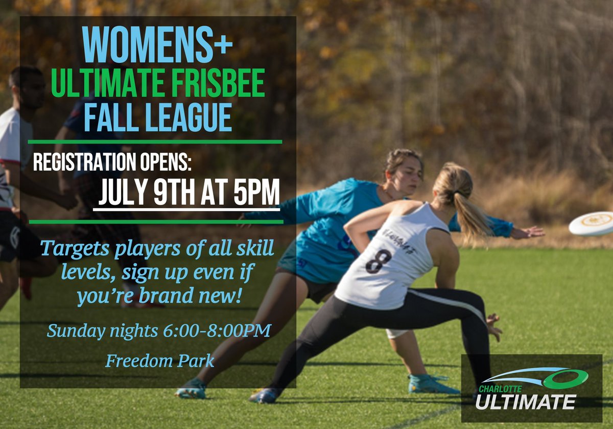 Today's Spotlight: Women’s Fall League
Women’s+ League
Freedom Park
6-8pm 
Sundays