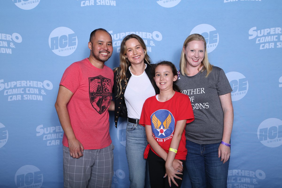 <a href="/brielarson/">Brie Larson</a> was super nice to my family. She called my daughter cool after this photo and she’s been smiling ever since! <a href="/Superhero_CC/">Superhero Comic Con</a> #captainmarvel <a href="/drewfrancisco/">Drewfrancisco</a>