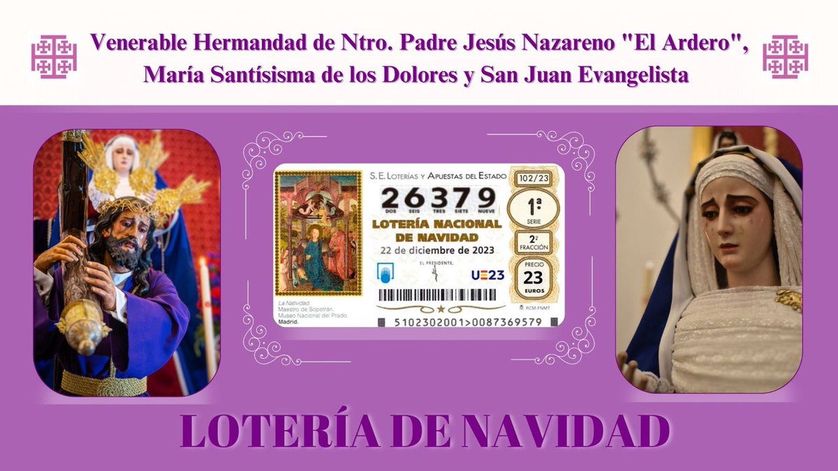 ArderoBarbate's tweet photo. LOTERÍA DE NAVIDAD 2023

Un año más nuestra Hermandad ya tiene en venta los décimos para la lotería de Navidad. 
Para adquirirlos puedes ponerte en contacto con cualquier miembro de la Junta de Gobierno, Grupo Joven, Junta Auxiliar y a través de nuestras redes sociales. https://t.co/iKlia7Yb7O