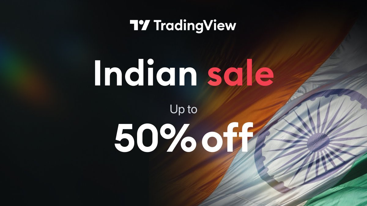 The last time I asked for Like/RT was for sharing TradingView discount. This time too, I ask you to like/RT this for the benefit of all. 50% OFF on their plans from July 7th till 16th July tradingview.com/gopro/?coupon=… Coupon Code: INDIANSALEI2023 I only use @in_tradingview