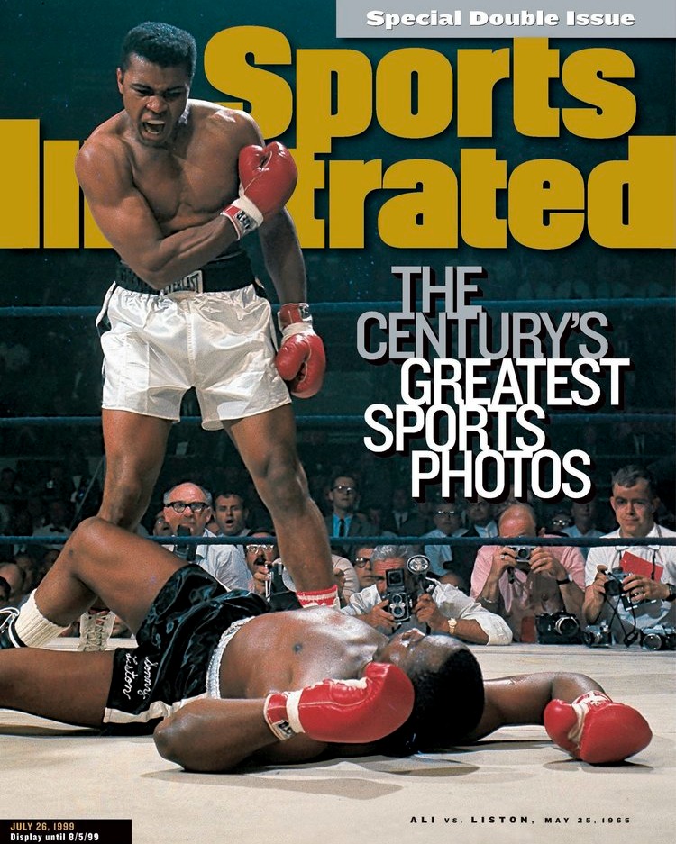 Sports Illustrated Cover: July 26, 1999:

Sports Illustrated highlighted some of the greatest sports photos of all time including this Neil Leifer shot of Muhammad Ali victorious after first round KO of Sonny Liston.

📸: <a href="/LeiferNeil/">Neil Leifer</a> 

<a href="/SInow/">Sports Illustrated</a>