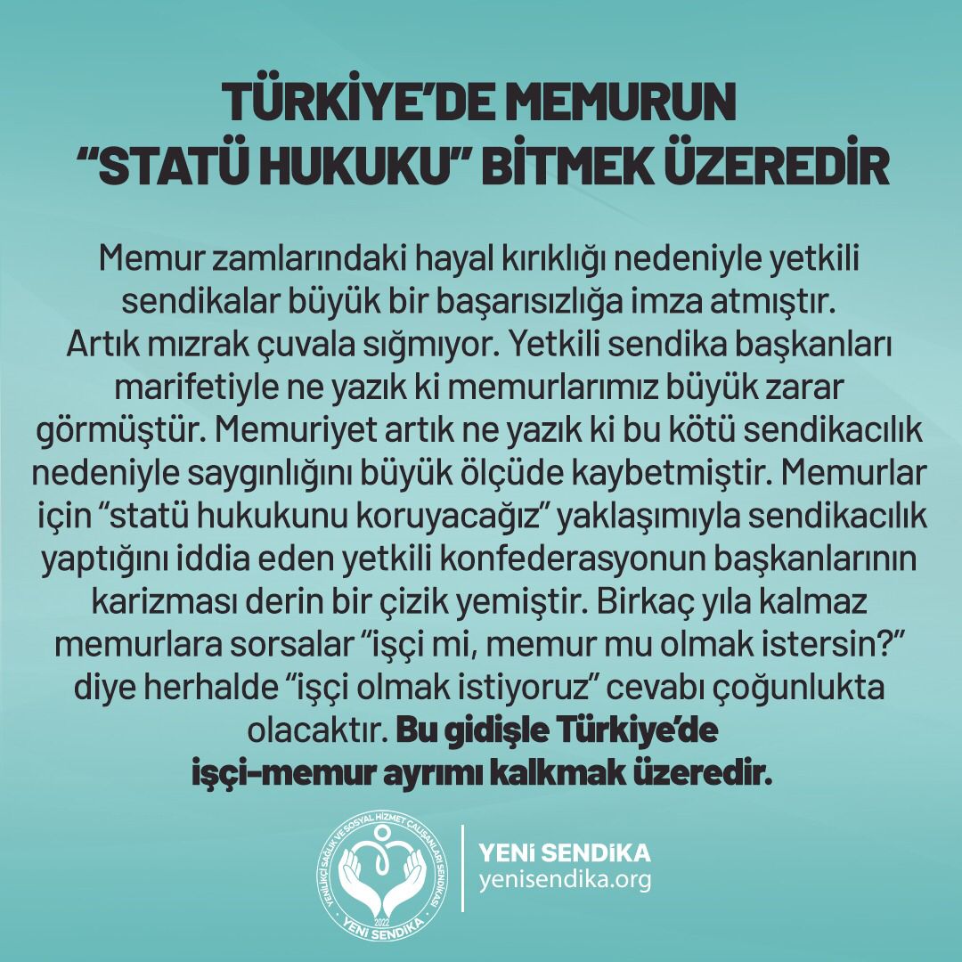Kamu görevlisi olan sağlık ve sosyal hizmet çalışanlarımız, 7 gün 24 saat esasına göre ülkemizin dört bir yanında aziz milletimize büyük bir fedakârlıkla hizmet etmektedir. #SadakaDeğilZamİstiyoruz