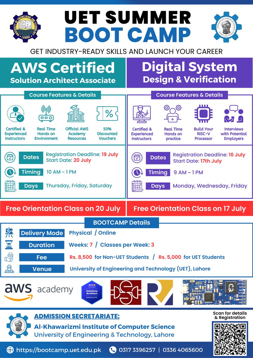 huticuet's tweet photo. UET Summer Bootcamp (Online/Physical)
Get Industry-ready Skills and Launch Your Career!
For further details
Visit our website: https://t.co/pcxWdHGQOj &amp; Contact at 0317 3396257
Solution Architect Associate Deadline: 19th July 2023
Get Register Now: https://t.co/JwuG5f5FQd https://t.co/DGfco4f3dW