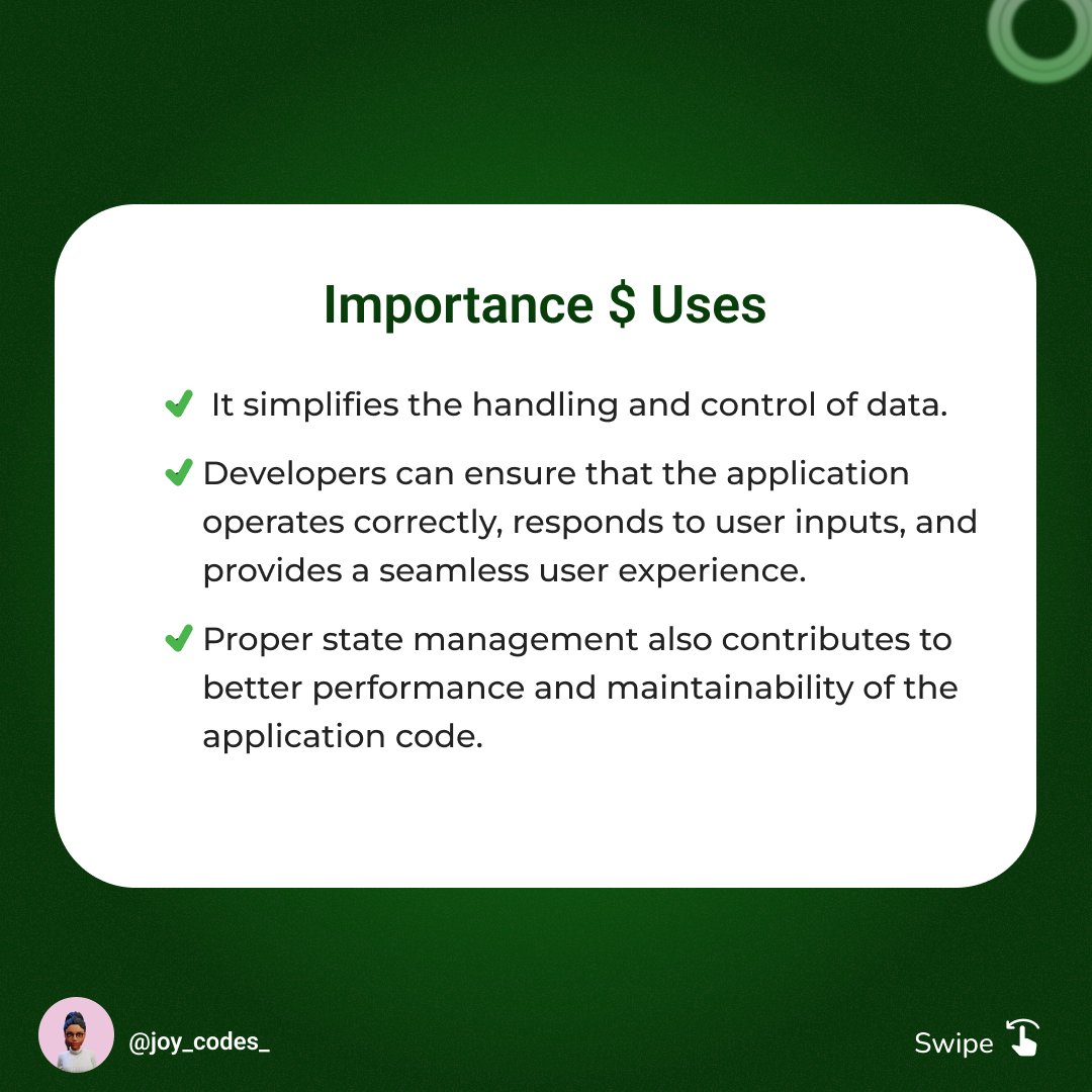 Joy33676407's tweet photo. State Management Explained in Simple Terms

Hope you find it useful!💡

Follow for daily tech insights!!📲
.

#coding #codingtips #fluttercommunity #futterdeveloper #flutter https://t.co/xh1ZkgNtr2