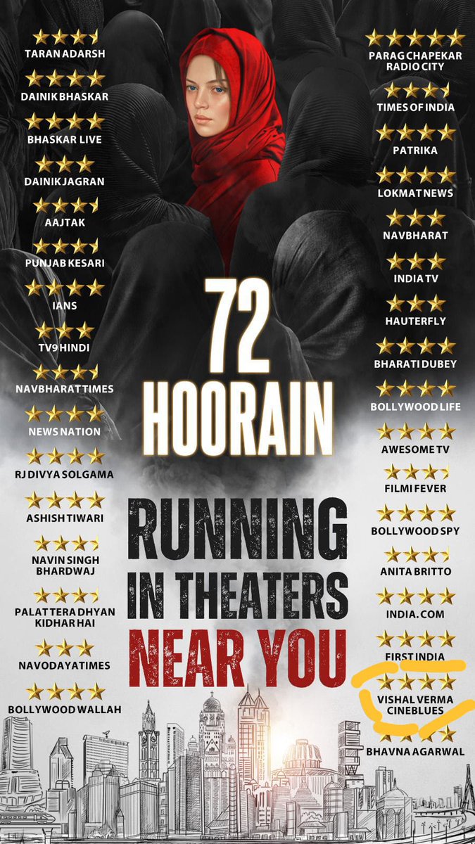 Thank you #72Hoorain @72Hoorain film for finding my review rating good enough to spread the awareness The important relevant & striking satire on terrorism by #sanjaypuransinghchauhan stars #pavanmalhotra #aamirbashir #72HoorainInCinemas