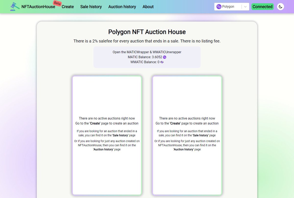 Arantuil's tweet photo. The NFTAuctionHouse makes its way into going multichain, the auctionhouse that was initially deployed on the EnergyWeb Chain $ewt has now also been deployed on the Polygon Network @0xPolygon $matic

You can auction any Polygon NFT on (2% fee): https://t.co/fPE4kBrNgX https://t.co/foeSz21K45
