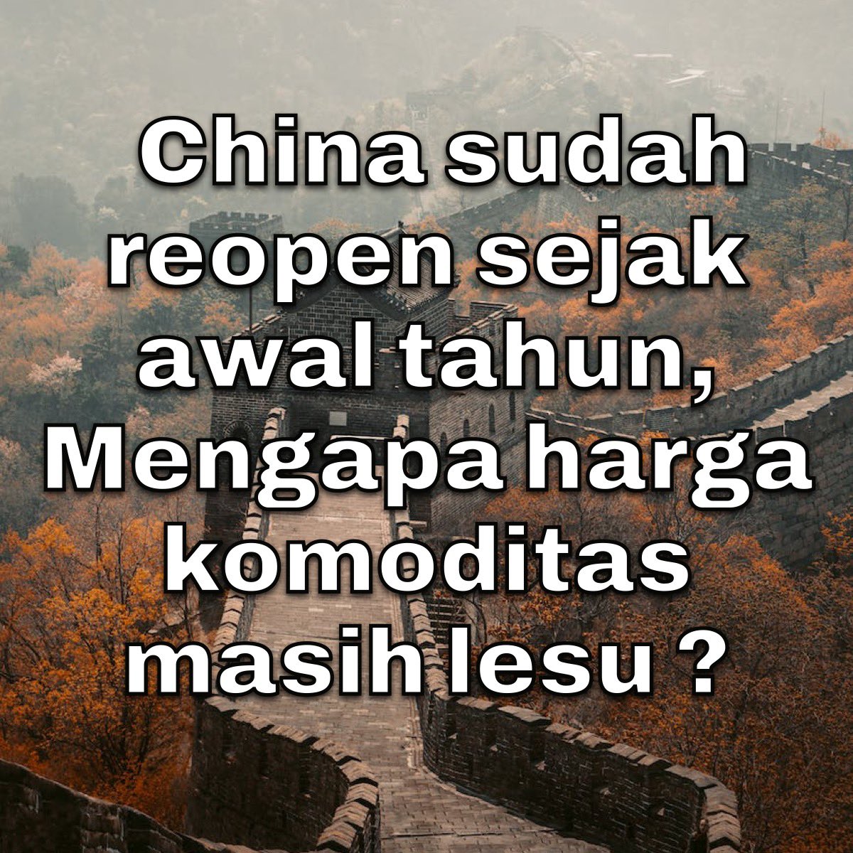 Pada akhir 2022 lalu, 🇨🇳 dgn kebijakan lockdown Covid terketat dan terbesar ke 2 dunia mengumumkan akan membuka kembali perbatasan dan melonggarkan semua aturan pembatasan di 8 Jan 2023

Hal ini tentu positif, tapi mengapa harga komoditas masih lesu dan ada negara yg resesi ?
