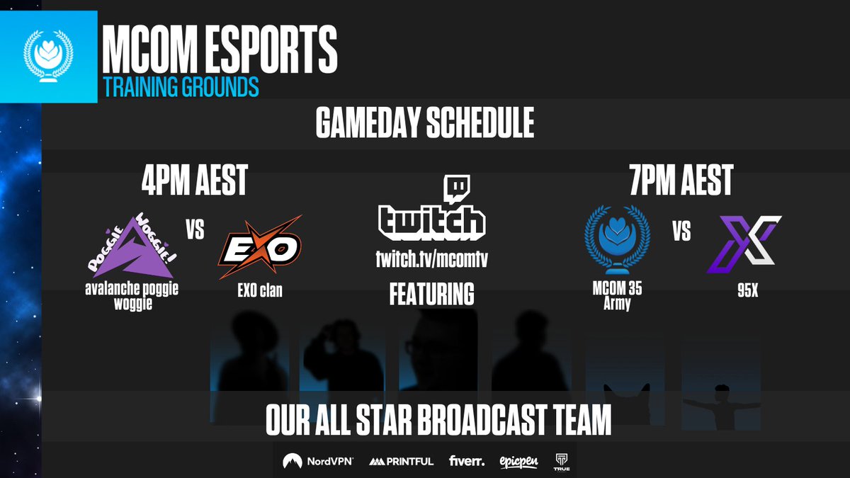The wait is over! The MCOM Esports Challenger Training Grounds is back on! This time we have 
<a href="/AvalancheESC/">Avalanche Esports</a> taking on <a href="/EXOClan_gg/">Finn</a> and our local, home trained MCOM35 army taking on @95xesports

Tune in at 4PM Melbourne/Sydney time and stay tuned here for further details! 🫡