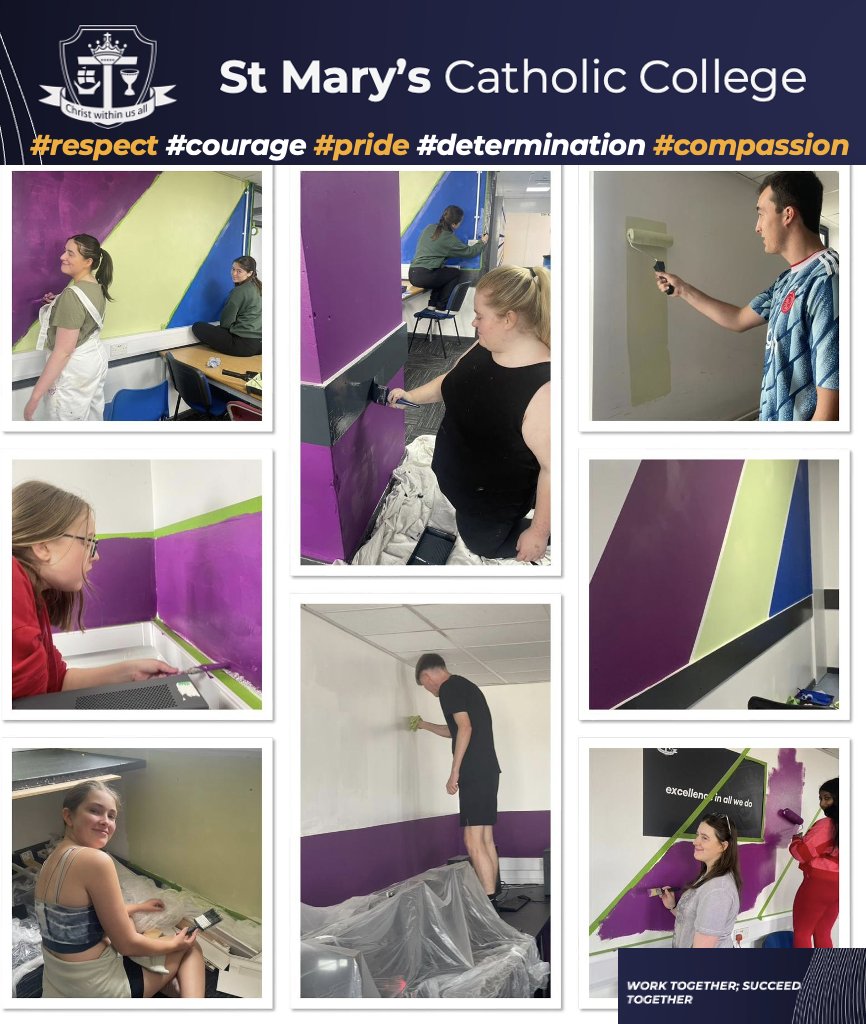 StMarysWallasey's tweet photo. Well done to our Sixth Form paint team, your common room is starting to take shape. Excellent work! #worktogethersucceedtogether https://t.co/VOtBAj2rkd