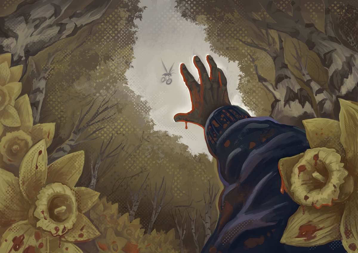 rayveriy's tweet photo. #art #digitalillustration #forest #birch #flowers #wasp https://t.co/hhxg0VAQxm