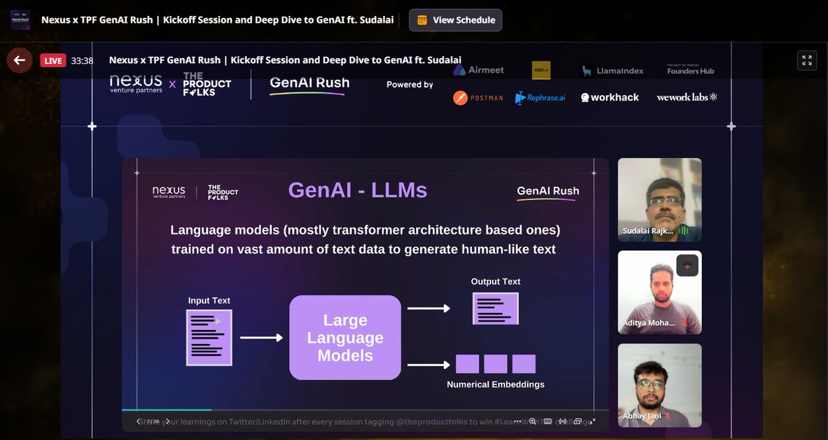 's tweet image. GenAI's secret weapon? LLMs! 💡

Trained on billions of text data, these powerhouses generate human-like text. 😯

LLMs also generate numerical embeddings, unlocking endless possibilities! 🔥