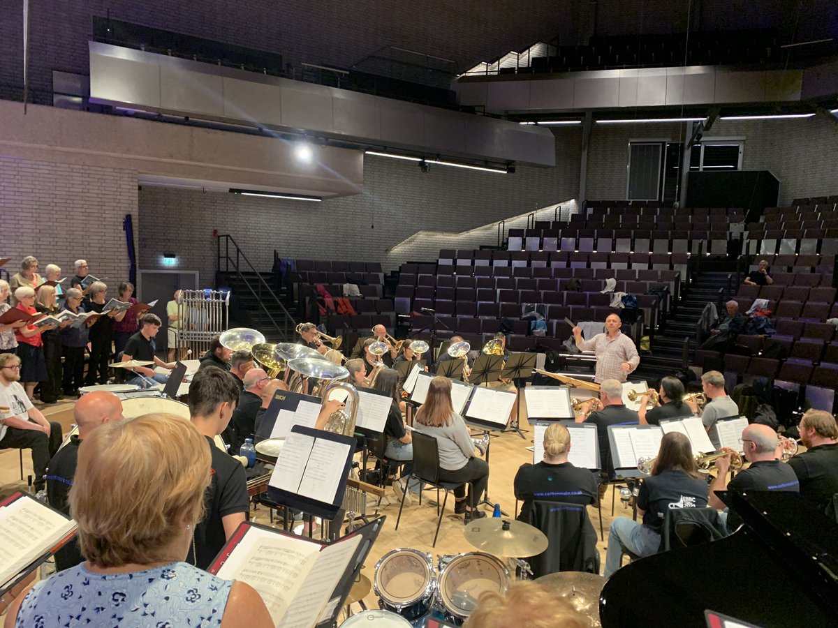Rehearsals in full flow. Very emotional music brought to life with the wall of sound from <a href="/CMFCB/">Carlton Main Frickley Colliery Band</a> and <a href="/ScottBrosDuo/">Scott Brothers Duo</a> on organ!