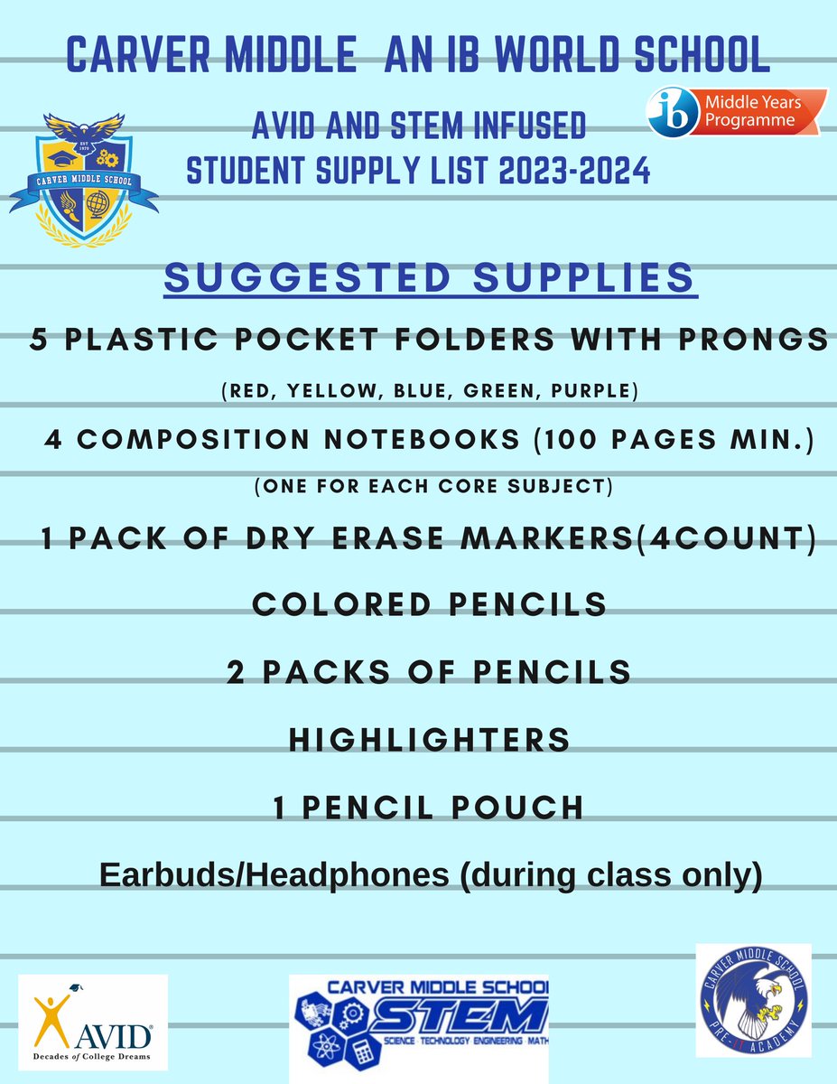 Carver Middle Delray (@cmsdelray) on Twitter photo School supply list for the 2023-2024 school year. Any additional teacher request will be on their syllabus. ππ#happyshopping <a href="/NadiaStewart09/">Nadia Stewart</a> <a href="/KirkwoodSr/">Gregory Kirkwood Sr.</a> <a href="/KendrahKelly1/">Kendrah Kelly-Ingraham</a> <a href="/Drew_T_Dawson/">DrewTDawson</a> <a href="/delraychamber/">Delray Beach Chamber</a> <a href="/DelrayBeachPD/">Delray Beach Police</a> <a href="/southPbcsd/">SouthRegionPBCSD</a> School supply list for the 2023-2024 school year. Any additional teacher request will be on their syllabus. ππ#happyshopping <a href="/NadiaStewart09/">Nadia Stewart</a> <a href="/KirkwoodSr/">Gregory Kirkwood Sr.</a> <a href="/KendrahKelly1/">Kendrah Kelly-Ingraham</a> <a href="/Drew_T_Dawson/">DrewTDawson</a> <a href="/delraychamber/">Delray Beach Chamber</a> <a href="/DelrayBeachPD/">Delray Beach Police</a> <a href="/southPbcsd/">SouthRegionPBCSD</a>