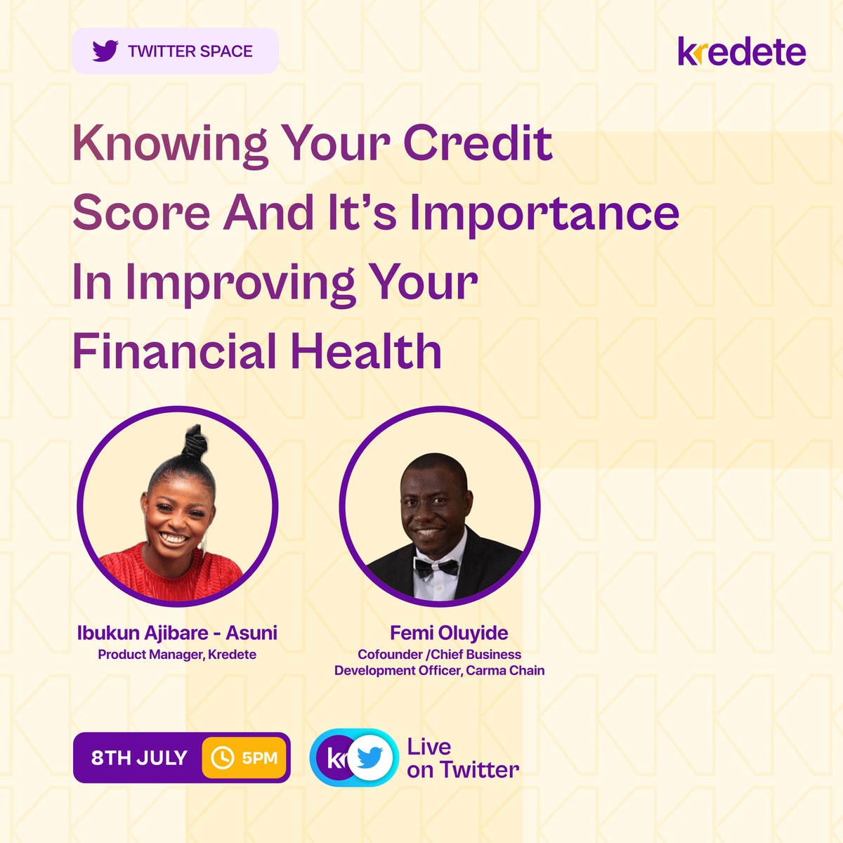 Do join us at 5pm today as we discuss understanding your Credit Score and its importance in improving your financial health. Talk soon!

#CreditScore #CreditReport #ConsumerCredit