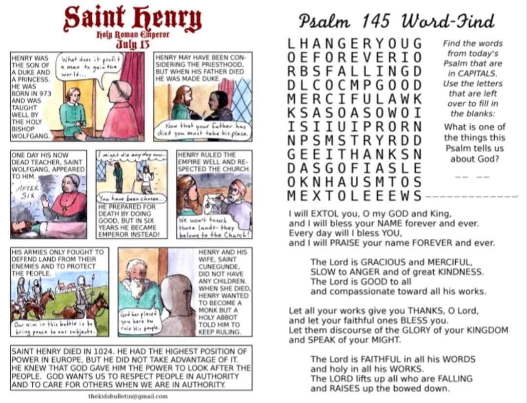 The Kids Bulletin - July 9th 2023 

14th Sunday in Ordinary Time

The Kids Bulletin is available to download at thekidsbulletin.com and is also available on the Parish Facebook page and the Parish website stjosephsrccgreenock.org 🙏