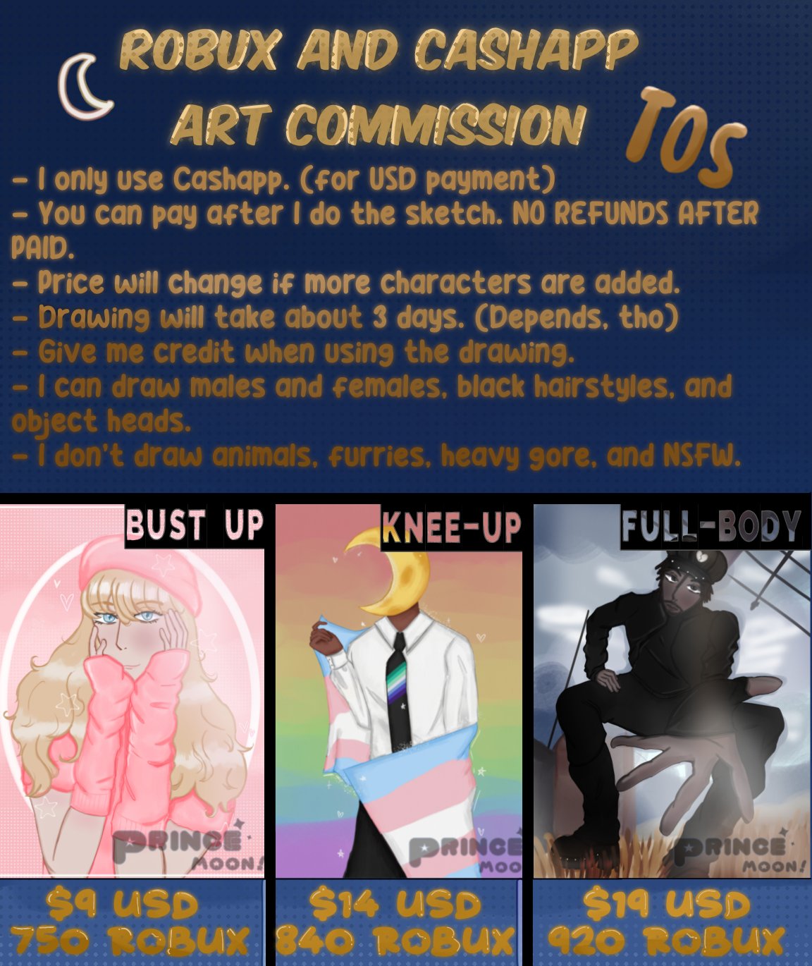 🌙 Prince commissions open!! on Twitter "MY ROBUX AND CASHAPP ART
