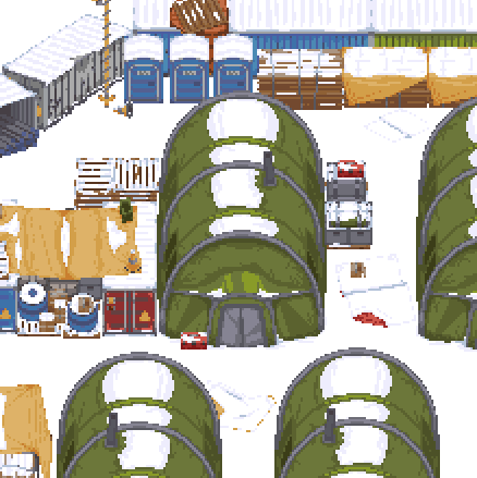 TheRogueNorth's tweet photo. A collection of new sprites including a military tent. 
#gamedev #screenshotsaturday #pixelart https://t.co/RJic3k9qG6